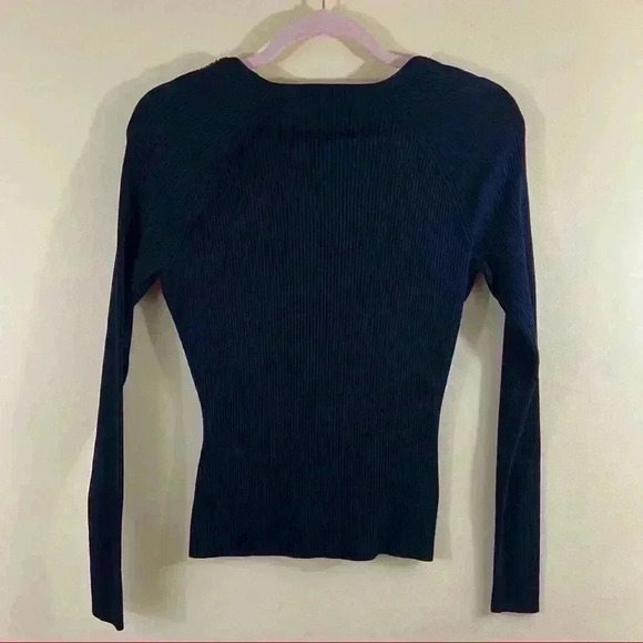 DOLCE CABO Boho Tribal Fitted Rib Beaded Long Sleeve V-Neck Cropped Sweater(4/6) - Picture 7 of 8